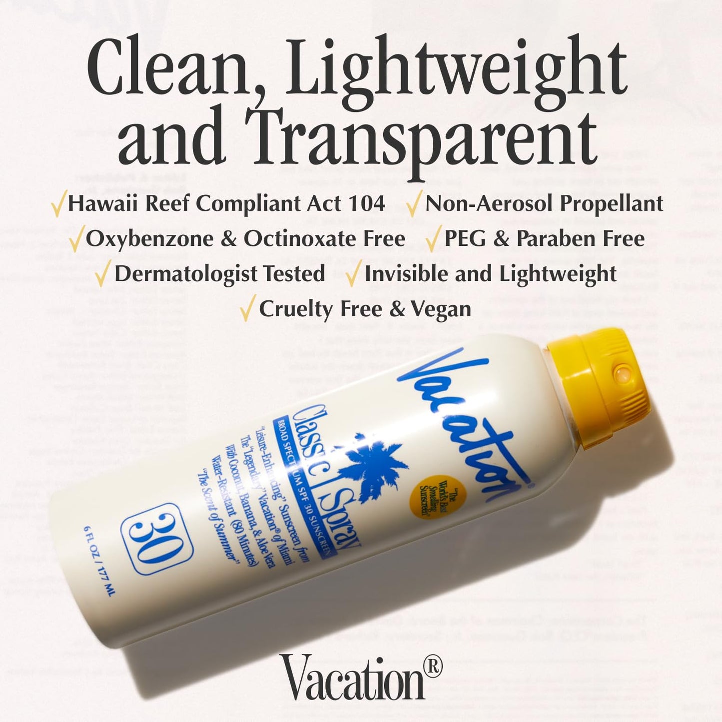 Vacation Classic Sunscreen Spray SPF 30 & Air Freshener Bundle, Water-Resistant, Lightweight, Transparent on All Skin Tones, Dermatologist-Tested, Vegan, 6 Fl. Oz.-FemmiqueWomen