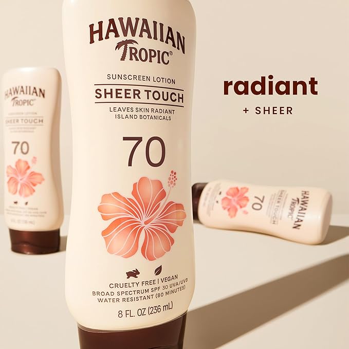 Hawaiian Tropic Sheer Touch Lotion Sunscreen SPF 70, 8oz | Broad Spectrum, Oxybenzone-Free, Sunblock Lotion, Hawaiian Tropic Sunscreen SPF 70, 8oz-FemmiqueWomen