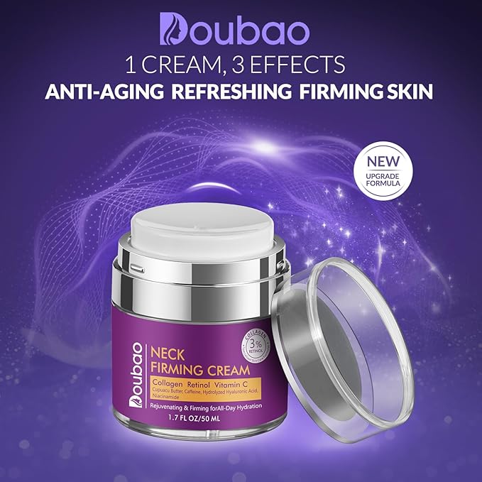 Neck Firming Cream, Wrinkle Cream for Women, Retinol Moisturizer with Collagen and Hyaluronic Acid for Neck, Face and Décolleté, 1.76 fl oz-FemmiqueWomen