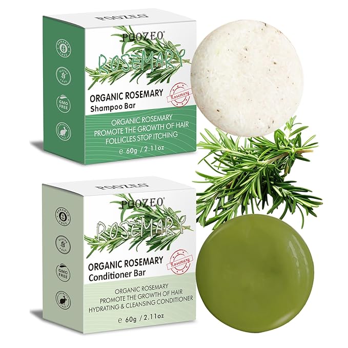 2 Pack Rosemary Shampoo Conditoner Bar Set,Thinning Hair-Volume Shampoo & Conditioner Bar for Men and Women,Hair Thickening & Regrowth Treatment,Hair Growth Soap for Anti-Hair Loss-FemmiqueWomen