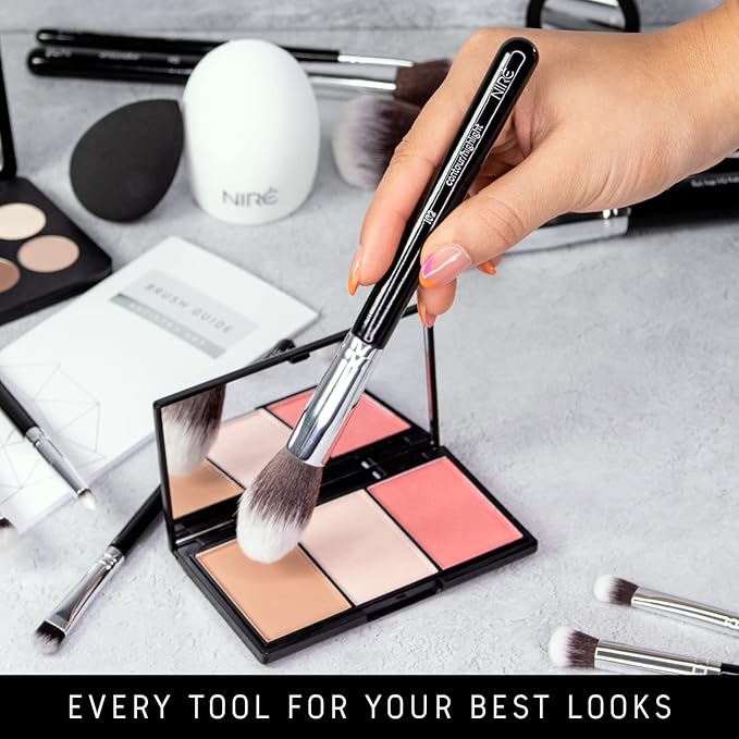 Niré Beauty 15piece Award Winning Professional Makeup Brush Set: Vegan Makeup Brushes with Case, Makeup Sponge, Brush Cleaner, Guide, Gift Box-FemmiqueWomen