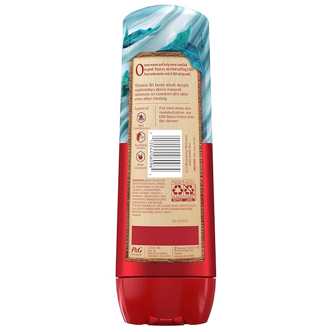 Old Spice Body Wash GentleMan’s Super Hydration for Men, 24/7 Renewing Moisture, Gentle on Skin with Skin Conditioners, Deep Sea with Ocean Waves + Kelp Scent, 20 oz-FemmiqueWomen