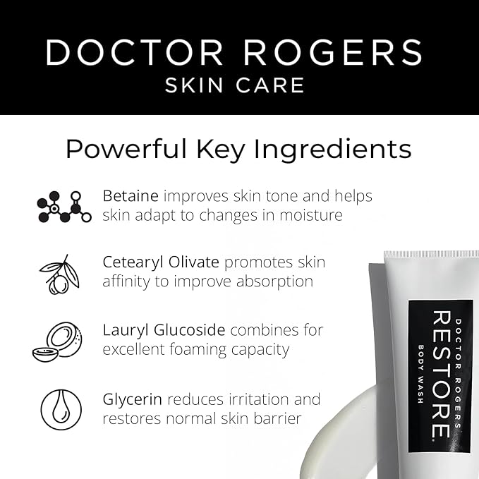 Doctor Rogers Hydrating Body Wash, Moisturizing Shower Cleanser, Dermatologist-Created Bath Soap For Women & Men, Cleanses & Repairs the Skin Barrier, Paraben & Sulfate-Free, 236 ml / 8 fl oz-FemmiqueWomen