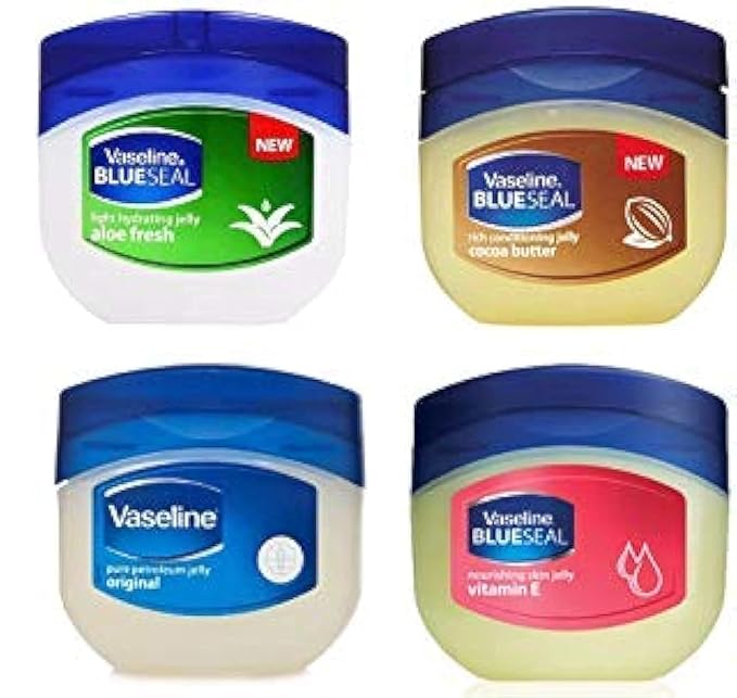 Vaseline Blue Seal Series (Variety 4 Pack)Cocoa Butter, Vitamin E, Aloe fresh, Original-FemmiqueWomen