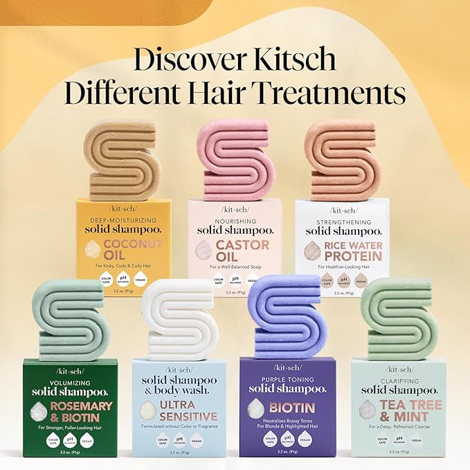 Kitsch Coconut Oil Shampoo Bar - Hydrate & Soften Dry Damaged Hair - Deep Moisturizing Curly Hair Shampoo - Safe Shampoo for Color Treated Hair - Silicone, Paraben & Sulfate Free - 3.2 oz-FemmiqueWomen