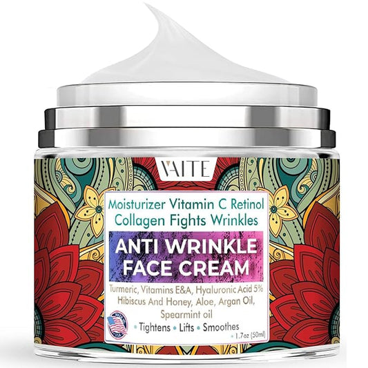 Wrinkle Cream for Women Face and Neck with Retinol, Collagen, Vitamins C, E, A, Turmeric, Hyaluronic Acid, Hibiscus Honey. Moisturizing and Reduce Wrinkles. Anti Aging Moisturizer for Sensitive Eyes-FemmiqueWomen