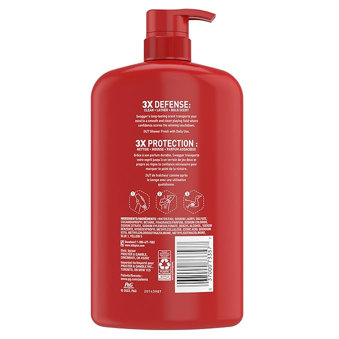 Old Spice Body Wash for Men, 24/7 Shower Fresh with Lasting Scent, Red Collection, Swagger with Cedarwood Scent, 33.4 fl oz (Pack of 4)-FemmiqueWomen