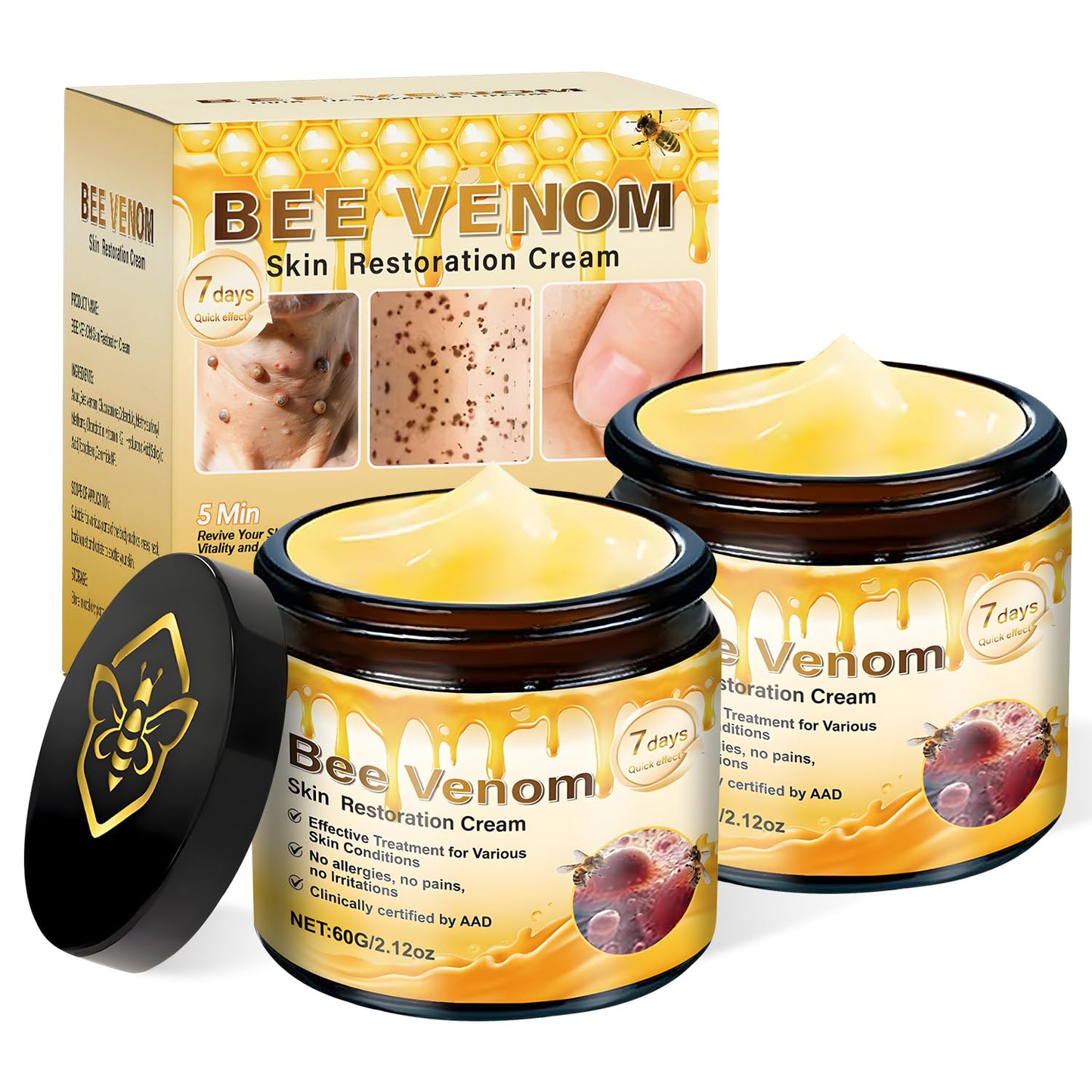 2pc Bee Venom Skin Restoration Cream, Bee Venom Skin Treatment Cream-Firms & Rejuvenates, Smooths Wrinkles & Fine Lines-FemmiqueWomen