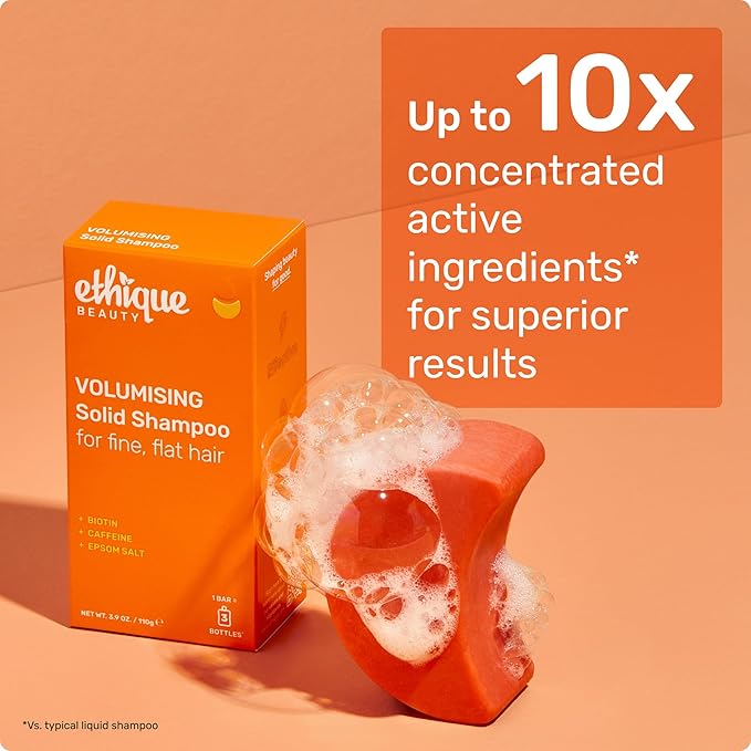 Ethique Volumizing Shampoo Bar with Biotin for thin, fine hair - Plastic-Free, Vegan, Cruelty-Free, 3.88 oz - Formerly Sweet & Spicy - Formerly Sweet & Spicy-FemmiqueWomen