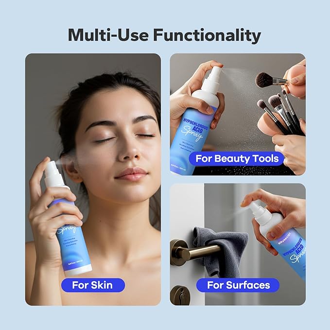 Hypochlorous Acid Spray (8.45 Fl Oz), Facial Spray for Skin Cleansing & Soothing, Hypoallergenic HOCL Sprays for Face & Eyes, All-Purpose Cleaner for Sensitive Skin Care-FemmiqueWomen