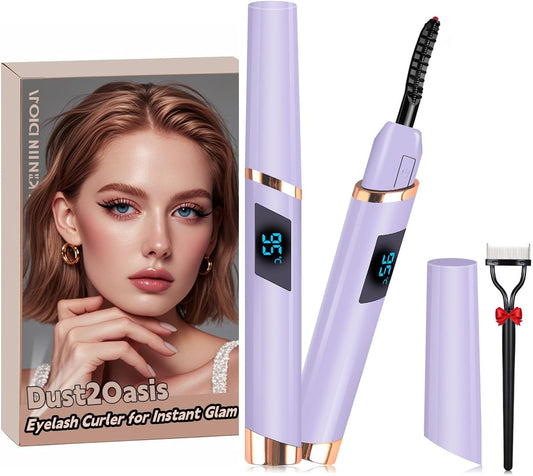Heated Eyelash Curler, Electric Eyelash Curler, Rechargeable Lash Curler with Eyelash Comb for Makeup Natural Curling Eye Lashes and 24 Hours Long Lasting - Purple 2025 Updated New Model-FemmiqueWomen