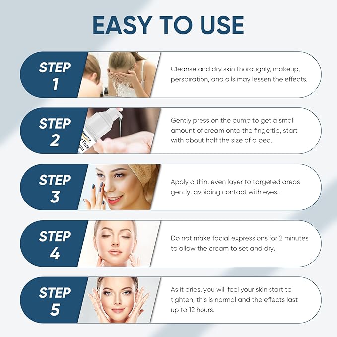 Instant Face Lift Cream, Temporary Skin Tightening Cream with Hyaluronic Acid, Visibly Firming Loose Sagging Skin for Face and Neck in 2 Minutes, Smooth Fine Lines and Wrinkle-FemmiqueWomen