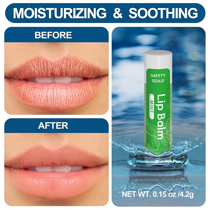 10 Pack Natural Lip Balm Bulk with Vitamin E and Coconut Oil Valentine's Day best choice - Moisturizing, Soothing, and Repairing Dry and Chapped Lips - 10 Flavors - Non-GMO-FemmiqueWomen