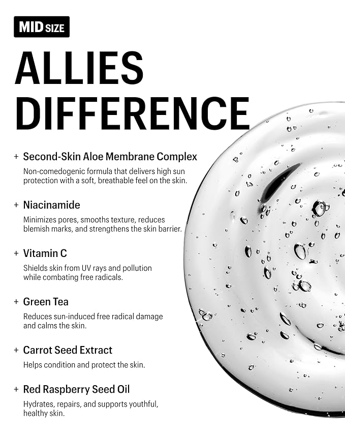 Allies of Skin Daily Face Sunscreen SPF 50, Travel Size | Zero White Cast Lightweight Formula | Dermatologist Tested Under Makeup Primer| Water-Resistant & PA++++ Broad Spectrum UVA/UVB (0.7 oz)-FemmiqueWomen