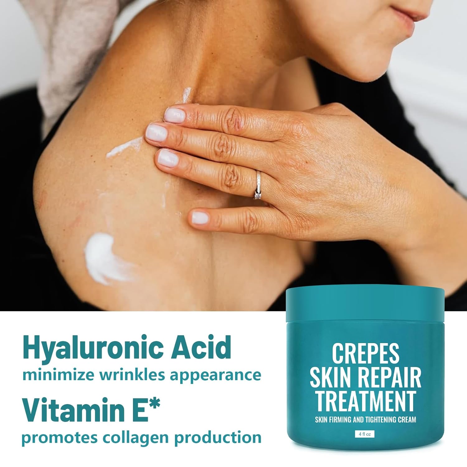 Crepes skin cream for aging skin ,Crepes Skin Repair Treatment, Firming Cream with Hyaluronic Acid & Shea Butter to Deeply Moisturize & Tighten Wrinkly Dry-FemmiqueWomen