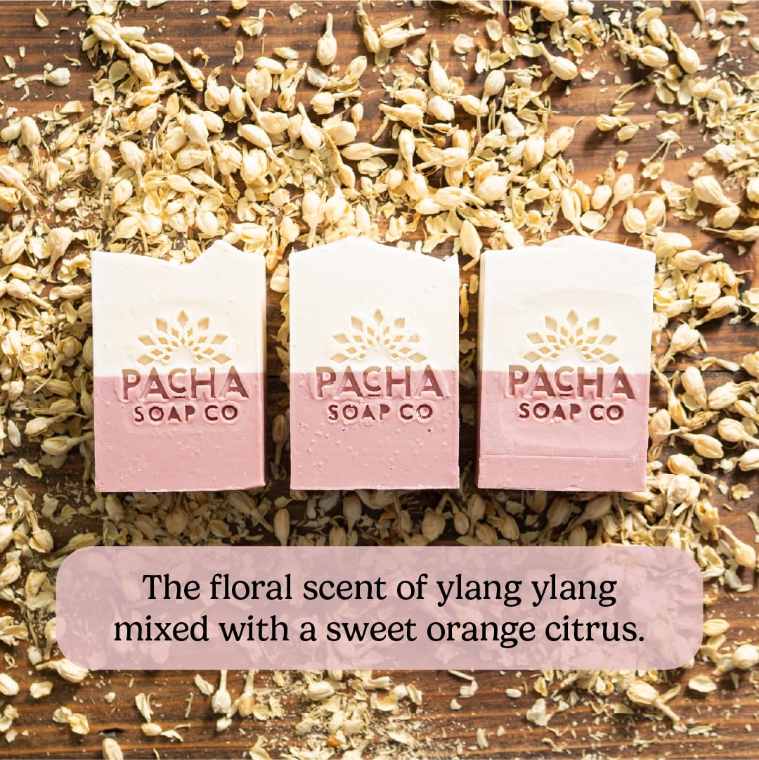 Pacha Soap Co. Bar Soap - Premium, Handcrafted, Hydrating, Natural Face Wash, Hand Cleanser, Body Wash, Soothing Essential Oils (Jasmine Gardenia, 5-Pack, 4 oz ea)-FemmiqueWomen