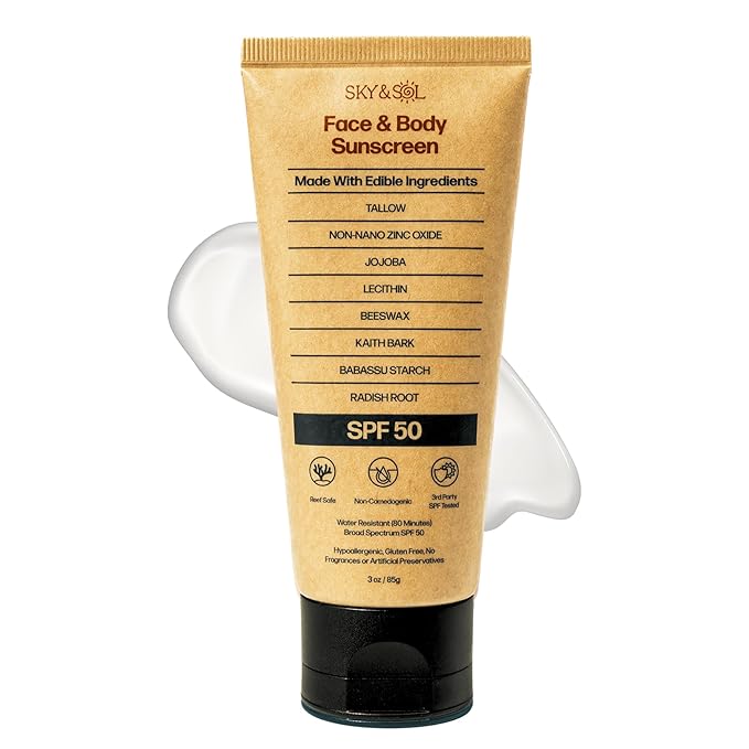 Mineral Sunscreen SPF 50 | With Grass-Fed Tallow & Zinc Oxide | Non-Greasy Formula for Face & Body | Made Without Reef-Harming UV Filters | 3 oz (85 g)-FemmiqueWomen