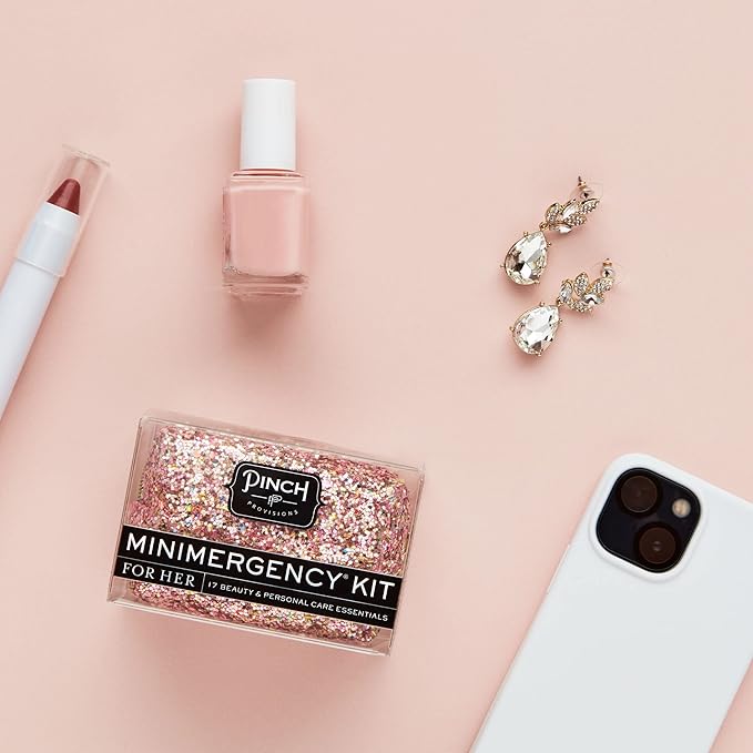 Pinch Provisions Rose Gold Minimergency Kit, includes 17 Travel-Sized Cosmetic Essentials, Convenient for Purses, Emergency Beauty Accessories, Gifts for Holiday’s & Birthday’s-FemmiqueWomen