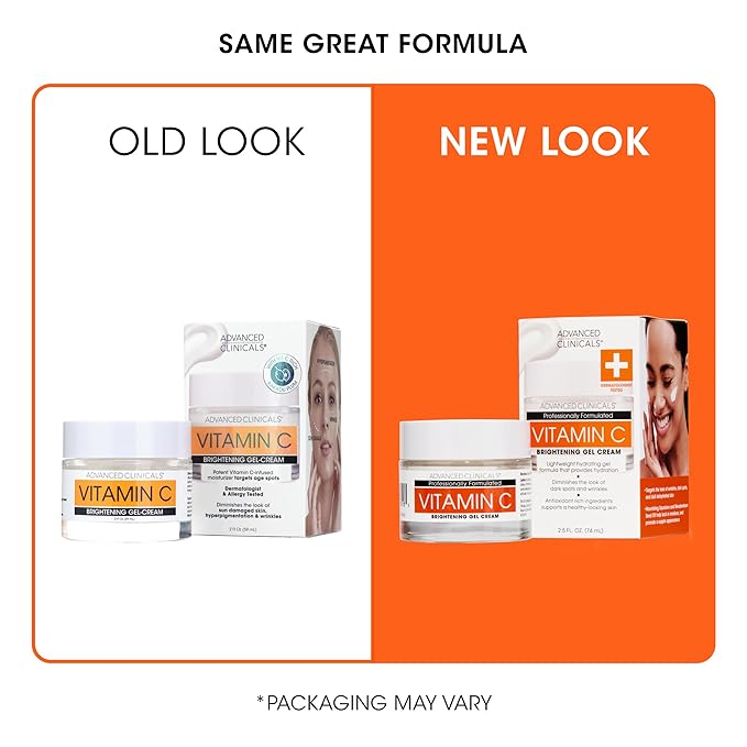 Advanced Clinicals Brightening Vitamin C Face Cream Gel With Niacinamide + Hyaluronic Acid | Vitamin C Moisturizer Lotion For Face Visibly Diminishes Look Of Dark Spots & Uneven Skin Tone, 2.5 Fl Oz-FemmiqueWomen