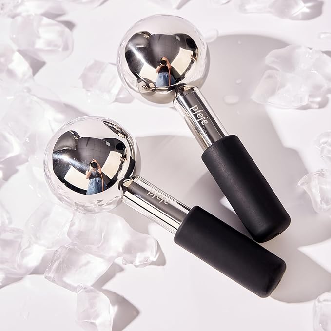 360 Rotating Ice Globes for Face & Eyes, Unbreakable Stainless Steel Cryo Sticks for Beauty Routines, Facials Cold Roller Colling Globes for Puffiness, Wrinkles, Dark Circles, Headaches-FemmiqueWomen