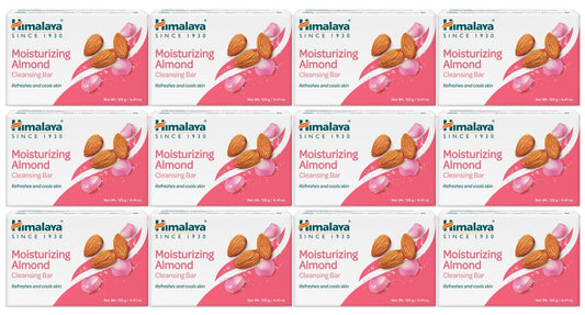 Himalaya Moisturizing Almond Cleansing Bar, Face and Body Soap for Soft Skin, 4.41 oz, 12 Pack-FemmiqueWomen