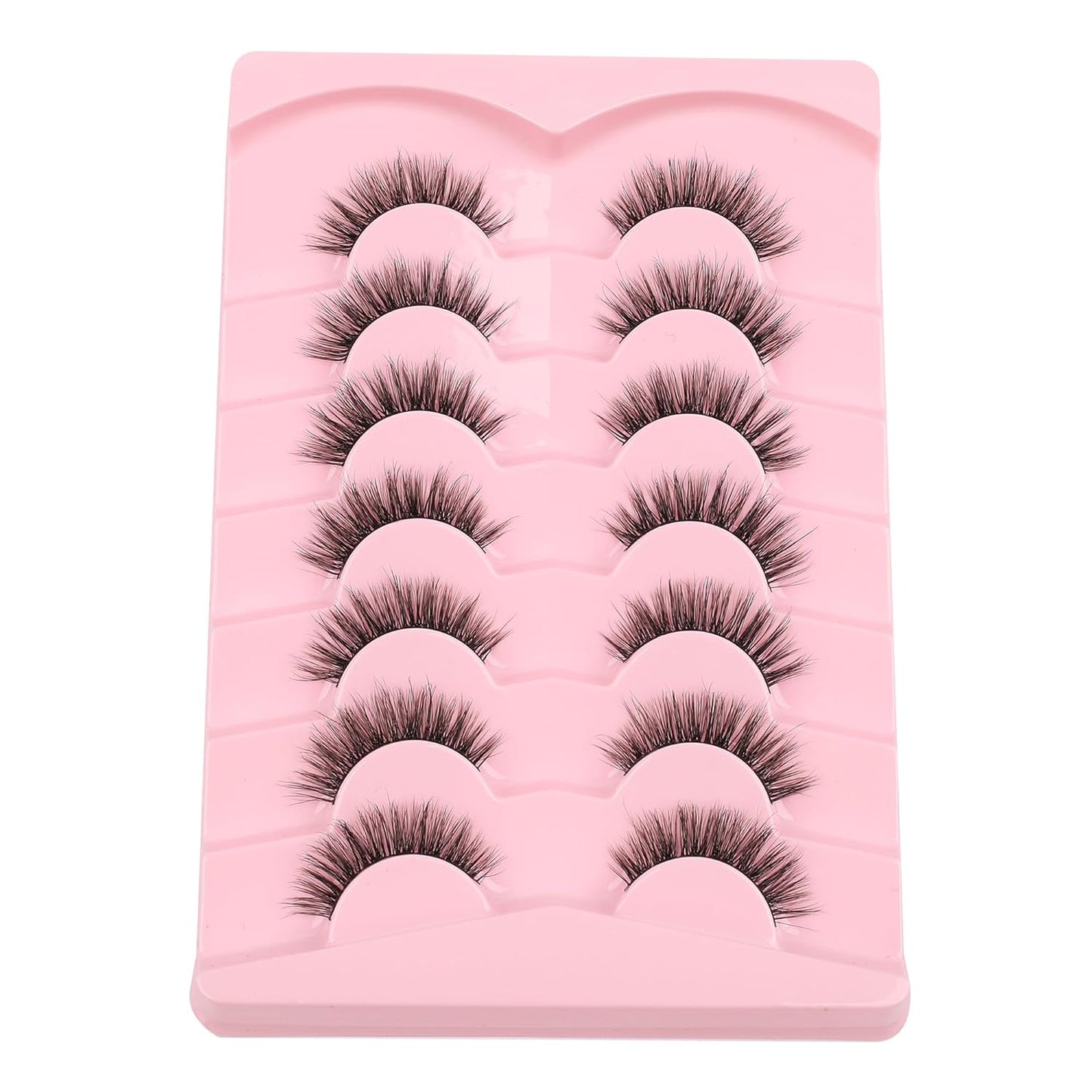 Lashes False Eyelashes 13MM Wispy Lashes Pack Fluffy Lash Strip EyeLashes with Thin Band C Curl Natural Lashes Fake Eyelash 7 Pair Siligli-FemmiqueWomen