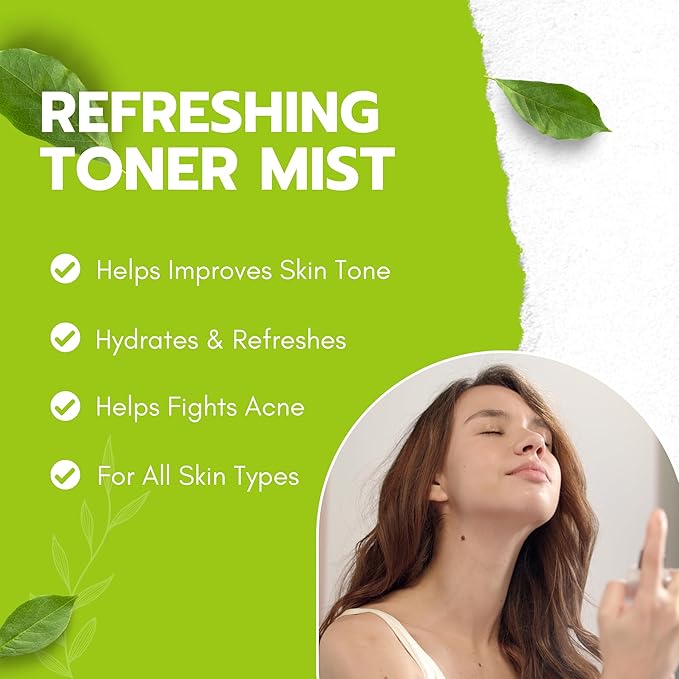 Green Tea Matcha Facial Toner Mist with Peppermint, Refreshing, Moisturizing, and Soothing Face Toner, with Jojoba Oil, Castor Oil, Snail Filtrate,120ml-FemmiqueWomen