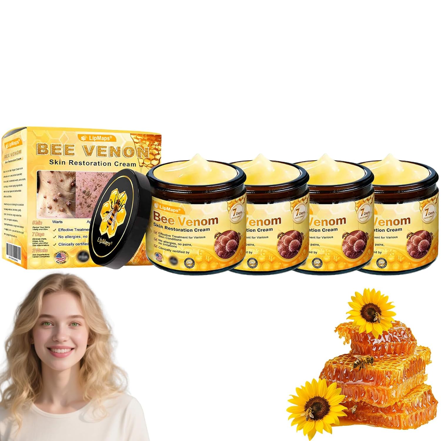 Bee Venom Skin Restoration Cream, Bee Venom Skin Treatment Cream, Repair skin and Firming, Effective In Reducing Blemishes (4)-FemmiqueWomen