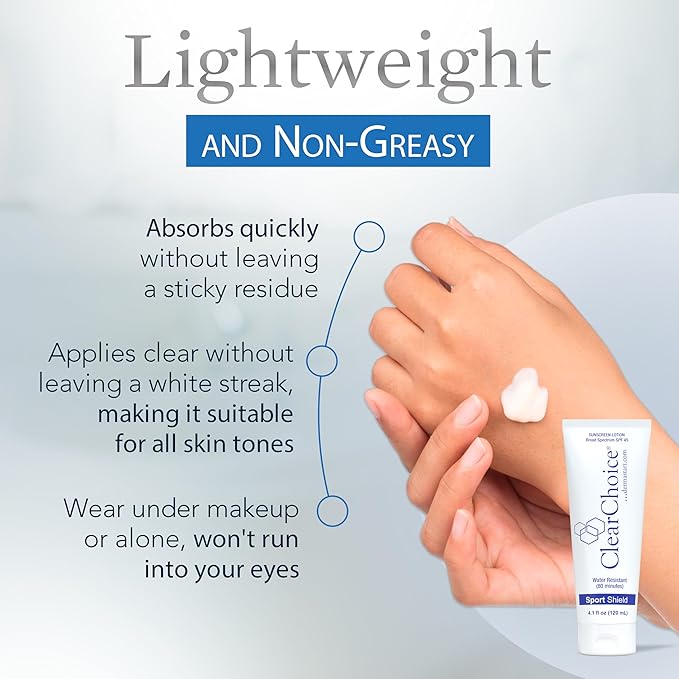 Clear Choice Sunscreen for Face SPF 45, Oil Free Sunblock & Light Moisturizer with Zinc Oxide, Reef-Safe, Broad Spectrum, Water-Resistant, No White Cast, Dermatologist Recommended, 4oz-FemmiqueWomen
