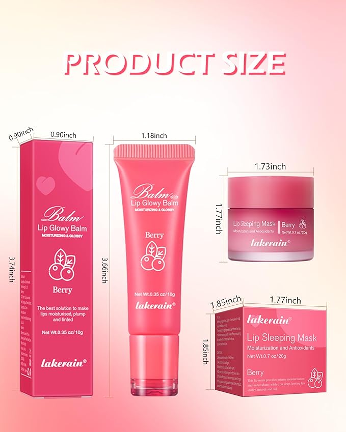 2Pcs Lip Glowy Balm & Lip Sleeping Mask Set,Hydrating Nourishing Repair Sleeping Lip Mask,Glossy Tinted Lip Balm,Day & Night Smooth Cracked Chapped Lip,Lip Care Therapy Treatment for Women-Grapefruit-FemmiqueWomen