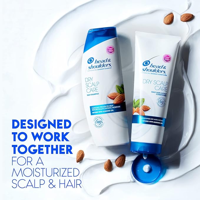 Head and Shoulders Shampoo, Daily-Use Anti-Dandruff Paraben Free Treatment, Dry Scalp Care with Almond Oil, 32.1 fl oz, Twin Pack (Pack of 2)-FemmiqueWomen