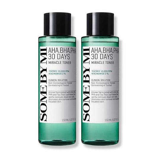 SOME BY MI AHA BHA PHA 30 Days Miracle Toner – Pack of 2 – Korean Salicylic Acid Exfoliating Face Toner for All Skin Types – Daily Pore Care & Oil Control with 2% Niacinamide – Korean Skin Care-FemmiqueWomen