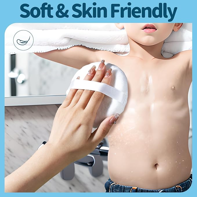 Teenitor 2pcs Powder Puff, 4.13 Inch Powder Puff for Body Powder, Body Powder Puff Large Powder Puff Loose Powder Puffs Soft Velour Body Powder Puff and Container White-FemmiqueWomen