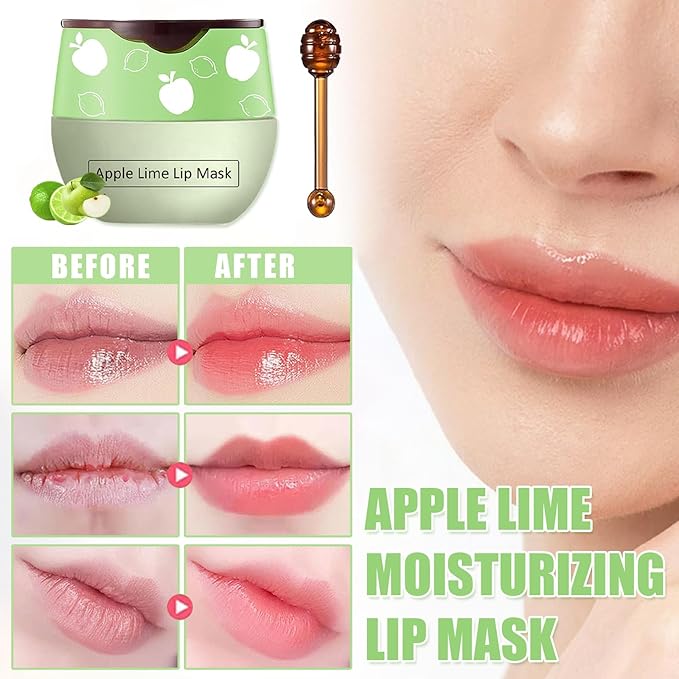 4 PCS Bee Lip Balm Honey Pot,Strawberry&Honey&Watermelon&Apple Lime Lip Sleeping Mask,Hydrating Prevention Dry and Cracked Lip Scrubs Exfoliator Lip Care,Moisturizing Lip Mask Overnight-FemmiqueWomen