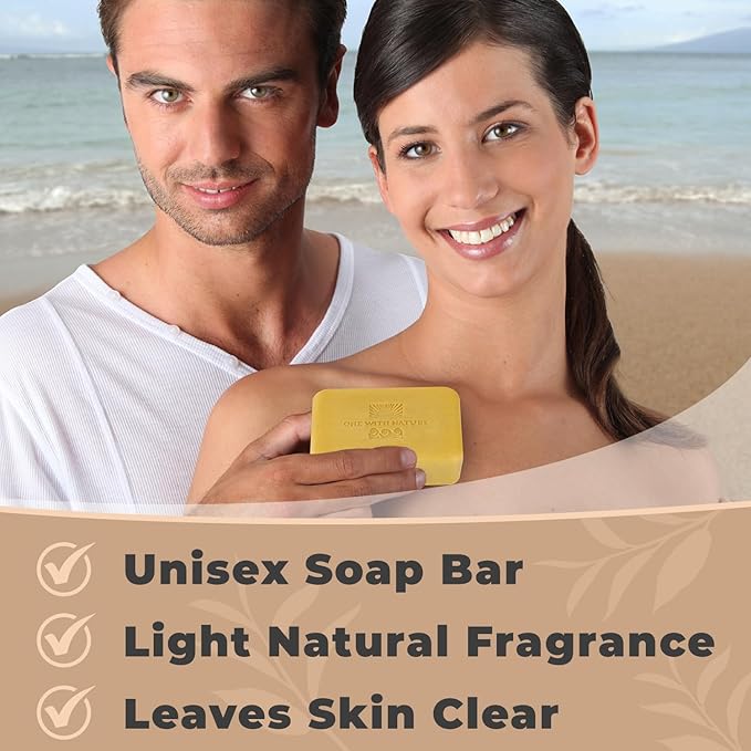 One With Nature Dead Sea Salt Lemon Sage Soap 4oz 3-Pack – Purifying and Exfoliating Soap Bar with Dead Sea Minerals for Face & Body, for Men & Women-FemmiqueWomen