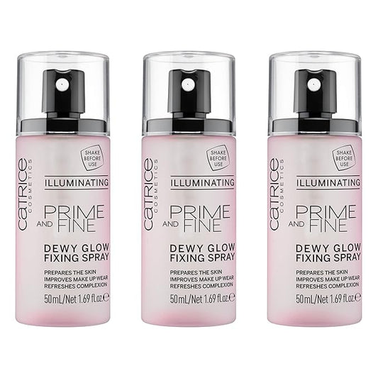 Catrice | Prime & Fine Illuminating Dewy Glow Spray | Transparent and Fast Drying Fixing Spray| Paraben Free & Vegan | Cruelty Free (Pack of 3)-FemmiqueWomen
