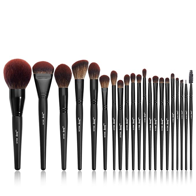 Jessup Makeup Brushes Set Premium Synthetic Powder Foundation Highlight Concealer Eyeshadow Blending Eyebrow Liner Spoolie Brush Set Black 21pcs T271-FemmiqueWomen