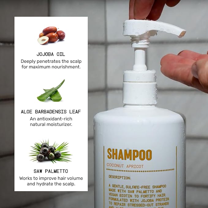 Blu Atlas Men's Natural Shampoo – Organic, Sulfate-Free, Paraben-Free – Deep Cleansing & Hydrating – Coconut Apricot Scent – Made in America – 32 oz-FemmiqueWomen