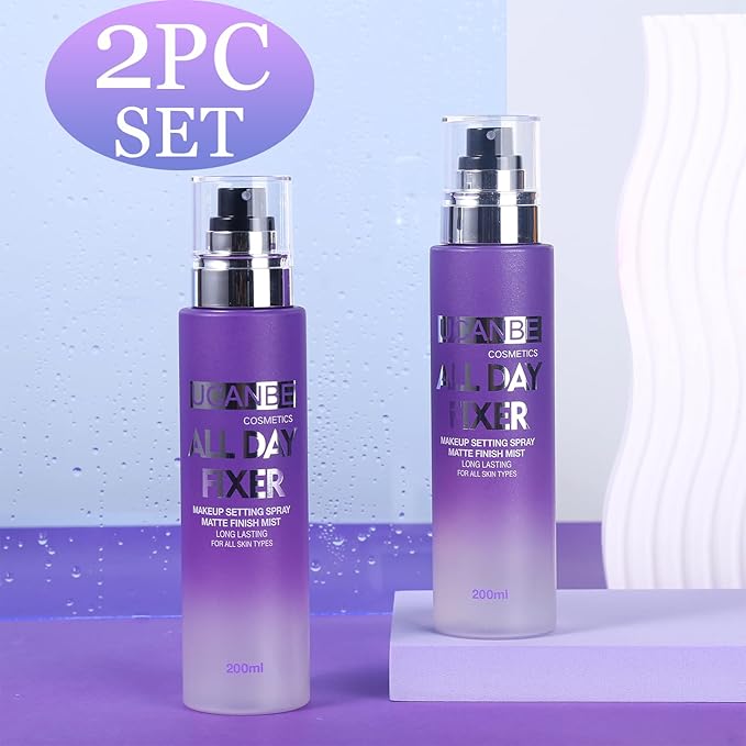 UCANBE Makeup Setting Spray - 2PC Set Matte Finishing Spray, Long Lasting Oil Control Make Up Spray, Lightweight Hydrate Face Mist for Face-FemmiqueWomen