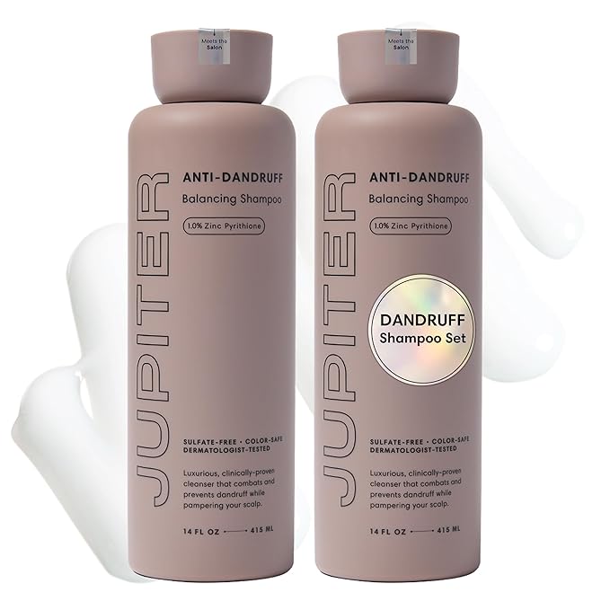 Jupiter Balancing Anti Dandruff Shampoo Duo, for Women & Men, Physician-Formulated for Flaky, Itchy, Oily, Dry Scalp, & Paraben-Free, Anti-Dandruff Shampoo with Zinc, 2 pack, 14 fl oz ea-FemmiqueWomen
