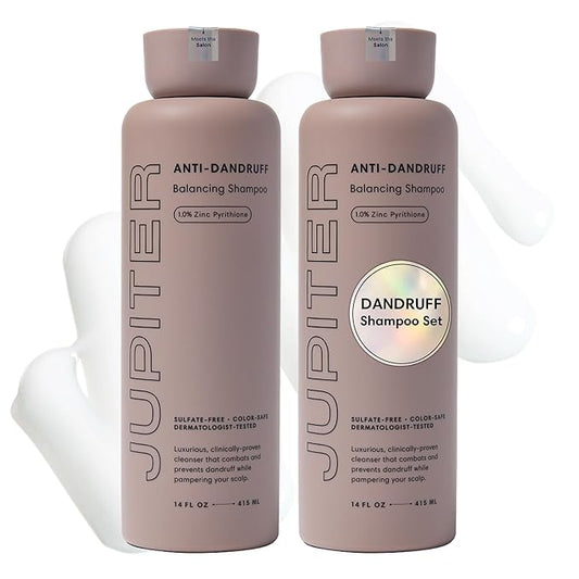 Jupiter Balancing Anti Dandruff Shampoo Duo, for Women & Men, Physician-Formulated for Flaky, Itchy, Oily, Dry Scalp, & Paraben-Free, Anti-Dandruff Shampoo with Zinc, 2 pack, 14 fl oz ea-FemmiqueWomen
