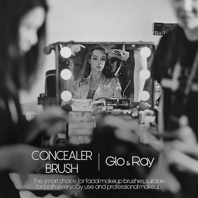 GLO&RAY Concealer Brush Under Eye - Makeup Brush Angled Flat Teardrop, Nose Contour for Powder Pro Concealing Blending for Liquid & Cream Cosmetic, Foundation Brushes Small With Dust Cover (White)-FemmiqueWomen