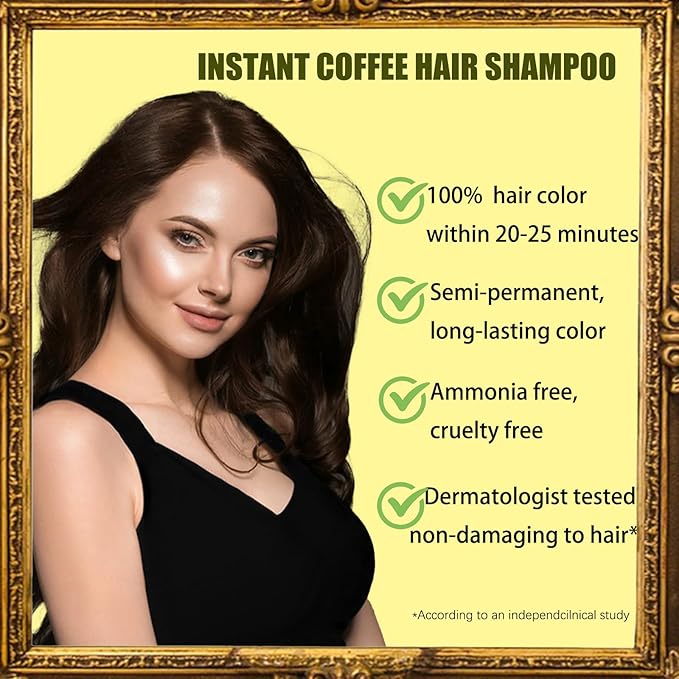 Coffee Hair Dye 3 in 1 - Instant Hair Color Shampoo for Refreshing, Herbal Hair Dye for Women & Men, Easy to Use & Long Lasting 16.90 oz-FemmiqueWomen