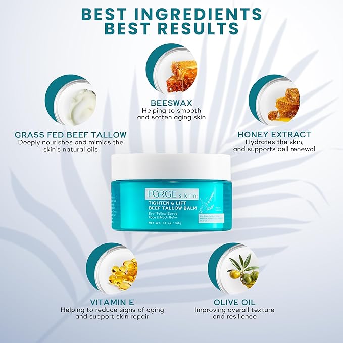 Original Tighten and Lift Cream Beef Tallow for Skin Women |Grass Fed Beef Tallow and Honey Balm for Face | Under Eye Firming Cream Tightening Lifting Sagging Skin Beef Tallow Moisturizer-FemmiqueWomen