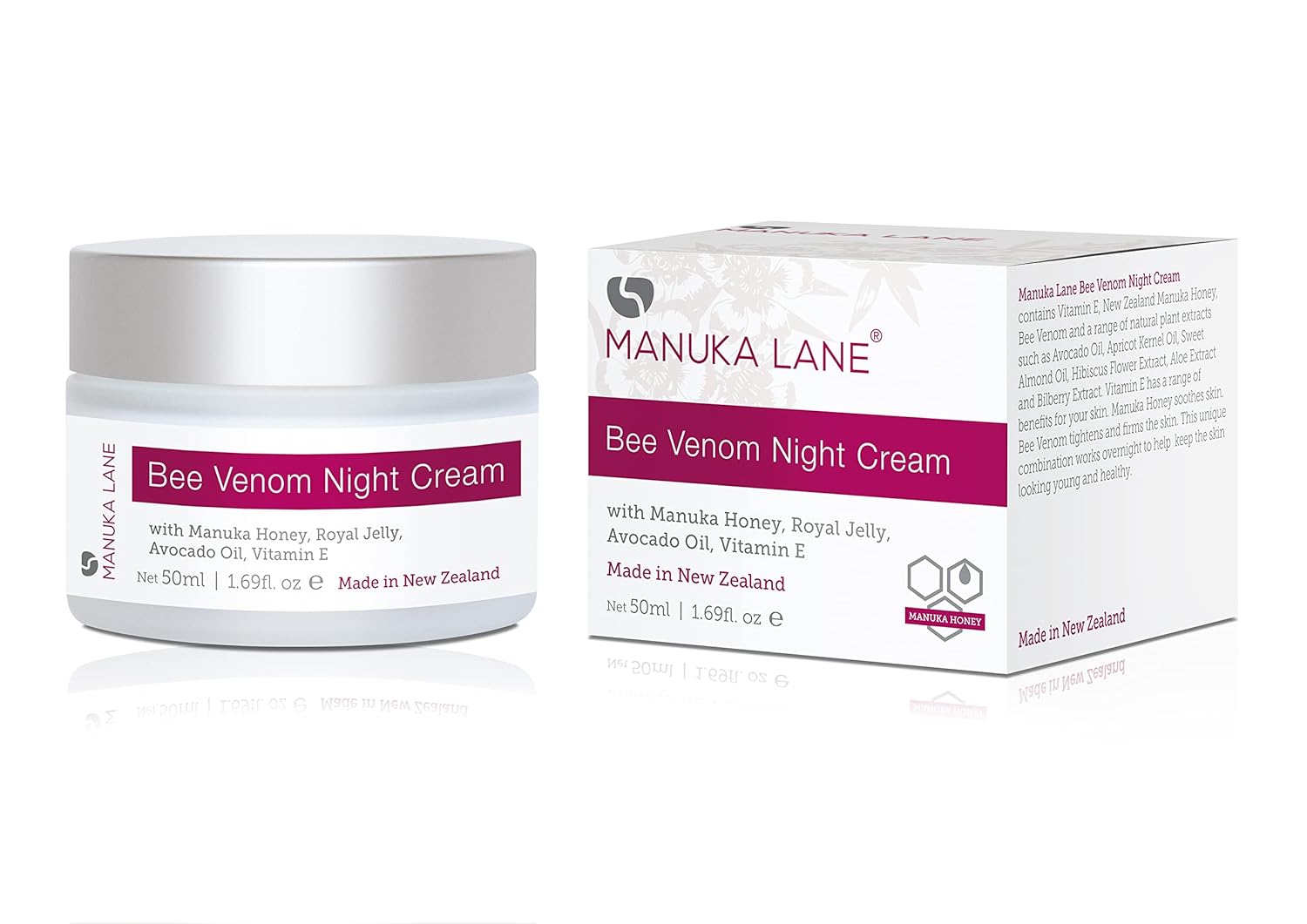 Manuka Lane Bee Venom Night Cream for Face and Neck with Sweet Almond Oil, Kernel Oil, Plant Extracts & Vitamin E | Plant Based Formula | Carefully formulated to keep your skin young and healthy!-FemmiqueWomen