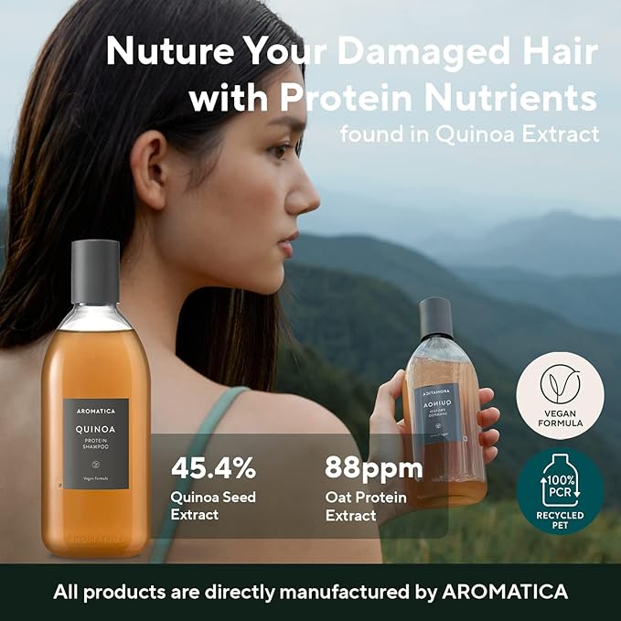 AROMATICA Quinoa Protein Shampoo 13.53 oz / 400ml – Provides Protein and Nourishment to Extremely Damaged Hair- Free from Sulfate, Silicone-FemmiqueWomen
