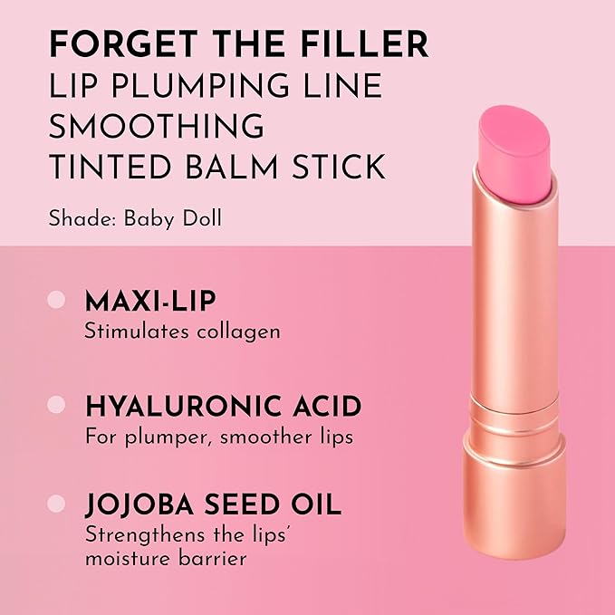 "LAWLESS Forget the Filler Lip Plumping Line-Smoothing Tinted Balm, Baby Doll, Pink, 0.09 Ounce"-FemmiqueWomen