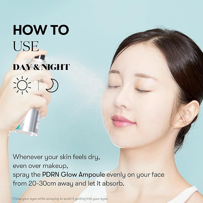 VT COSMETICS PDRN Glow Ampoule, PDRN Facial Mist, Deep Hydration Spray Serum, Vegan Skin Care, Light-weight Face Moisturizer, Plumping Effect, Fragrance-Free, Korean SkinCare (3.38 fl oz / 100 ml)-FemmiqueWomen