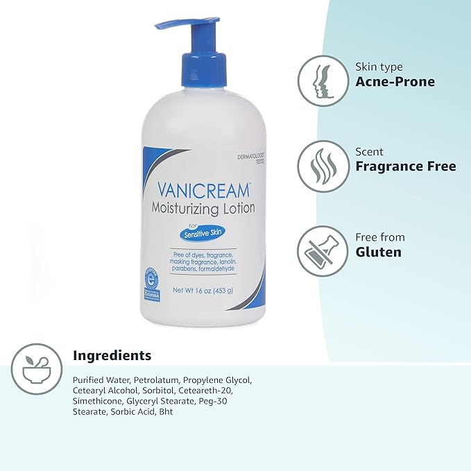 Vanicream Moisturizing Lotion with Pump Dispenser - 16 Fl Oz (Pack of 12) - Formulated Without Common Irritants for Those with Sensitive Skin (Pack of 12)-FemmiqueWomen