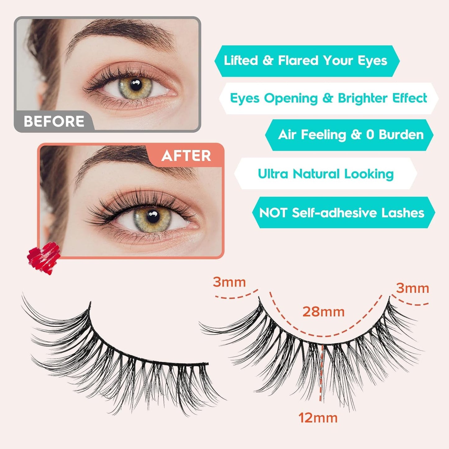 Wispy Lashes False Eyelashes Natural Cat Eye Lashes 12mm Strip Lashes withThin Band Siliglli Cat Eyelashes 3D Volume False Lashes C Curl Eyelashes Pack 7 Pair-FemmiqueWomen